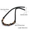 New Handmade 20 Inch Short Necklace With Natural Coconut Beads Wood Pendant For Men Natural Tiger Eyes Blue Howlite Stone Collar
