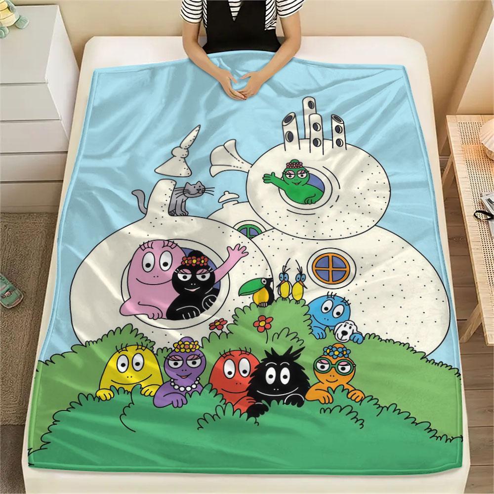 Barbapapa Poster Printed Flannel Blanket, soft throw for bedroom sofa, washable, fan merchandise, great gift.