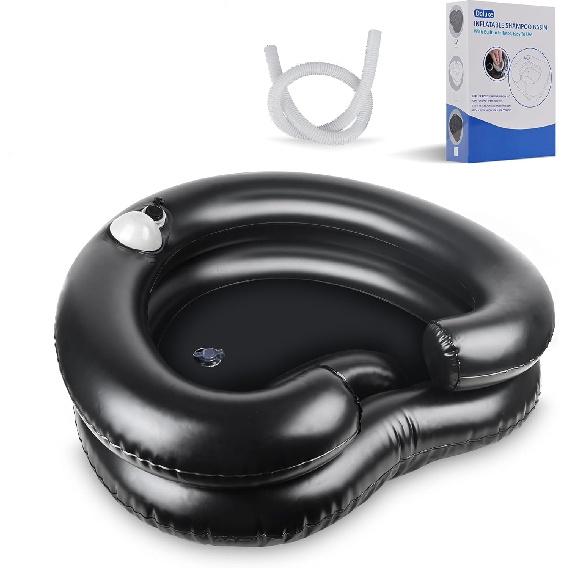 Надувная раковина для мытья головы в постели - Мойте голову в постели с надувной чашей для шампуня, Черная
