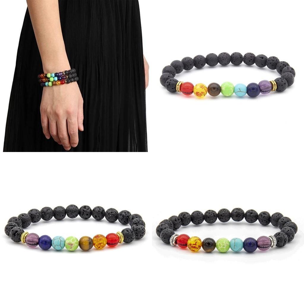 Natural Volcanic Stone Bracelet Colorful Energy Beads Wholesale Fashion Jewelry For Men And Women
