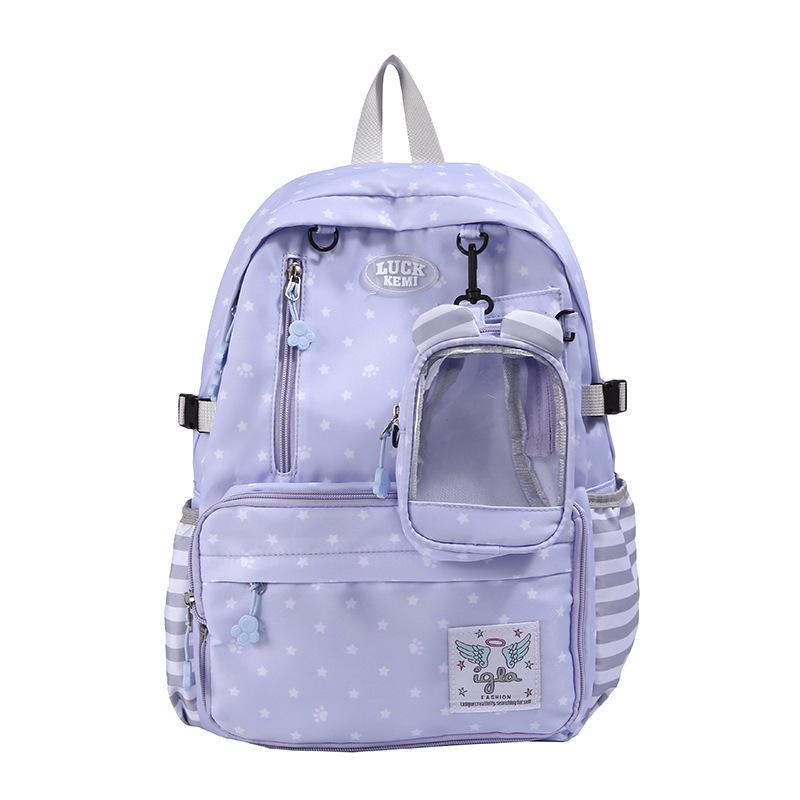 Schoolbag wholesale solid color schoolbag female cute girl polka dot high value junior high school students large capacity small fresh backpack