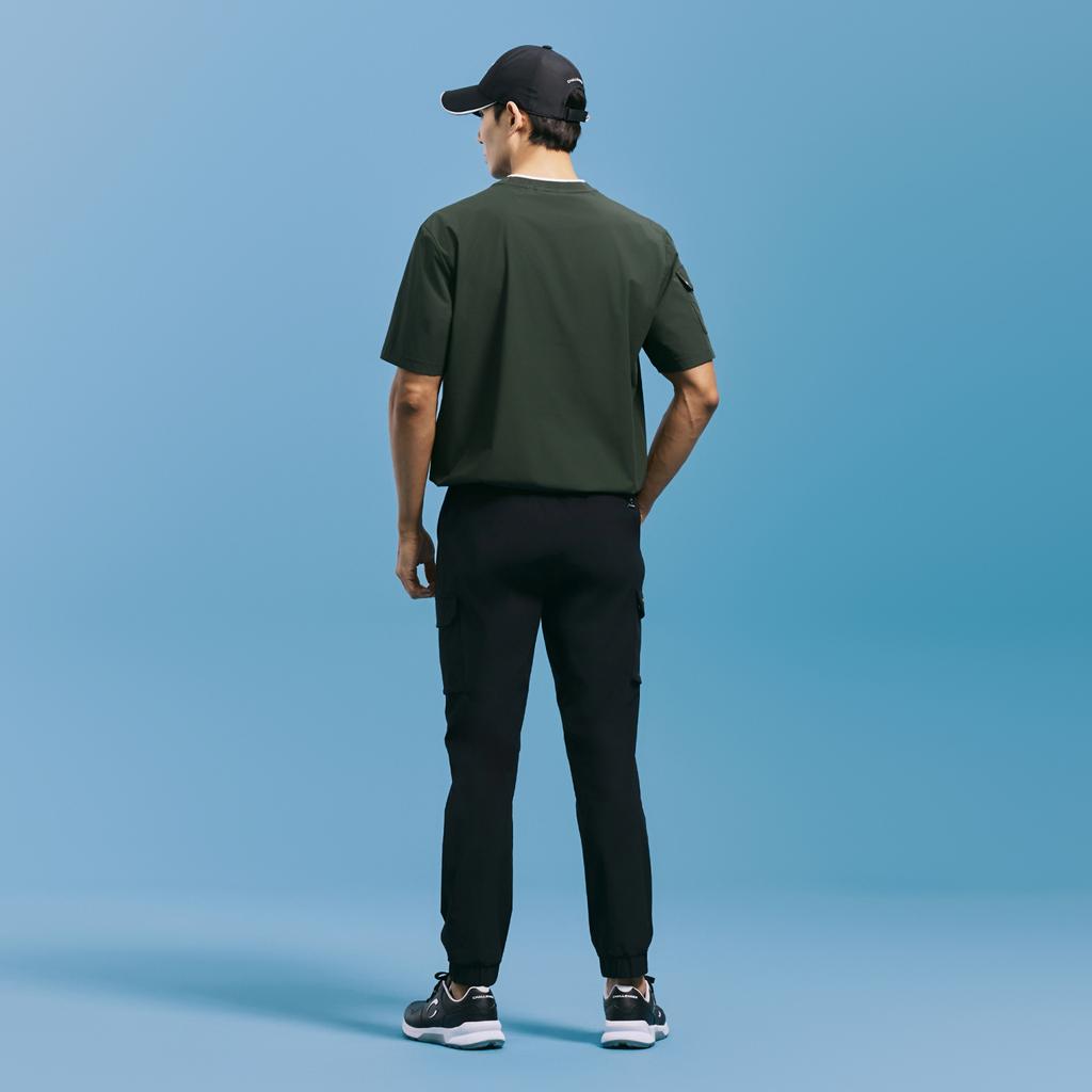 CHALLENGER Men'S Nylon Spandex Out-Pocket Cargo Jogger Pants Black