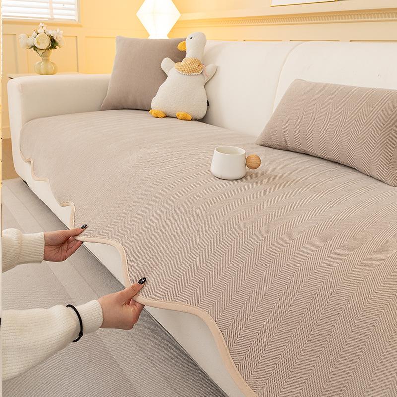 New Irregular Special-Shaped Sofa Cushion, Universal In All Seasons, Advanced Herringbone Pattern Seat Cushion, Non-Slip Cover Cloth Towel