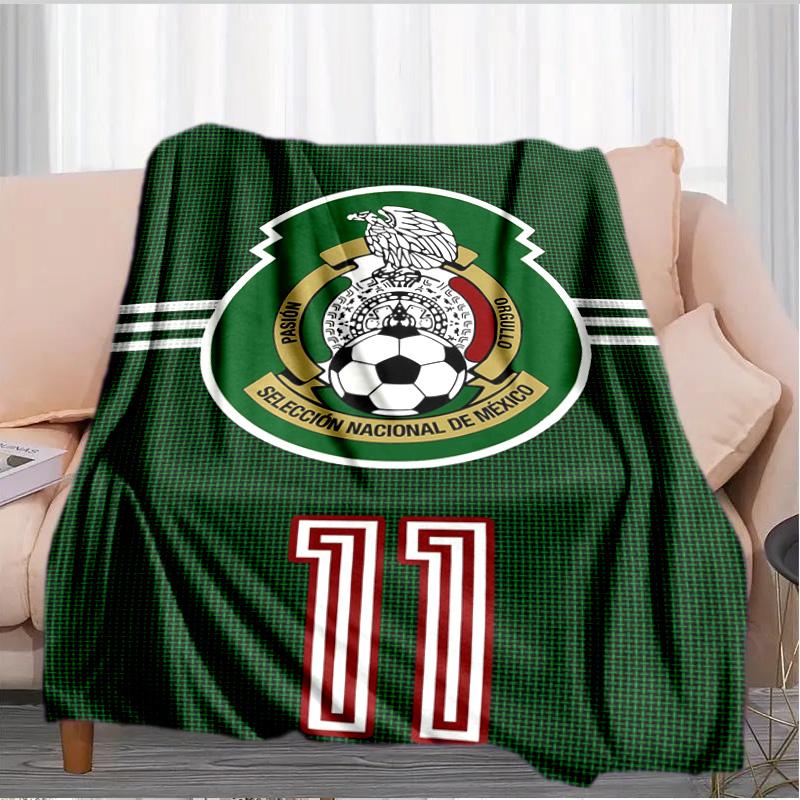 Mexiko Fußballnationalmannschaft Emblem Gedruckte Decken Weiche Flanelldecken für Sofa Bett Geschenke für Männer Frauen Picknickdecke Weihnachtsgeschenke