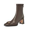 Autumn And Winter Thick Heel Camellia Boots Elastic Thin Boots High Heels Large Size Square Head High Heel Short Boots Women