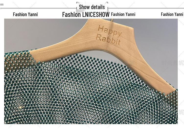 Yanni Fashion Blue Feather & Rhinestone Dress with Long-Sleeve Top and Skirt