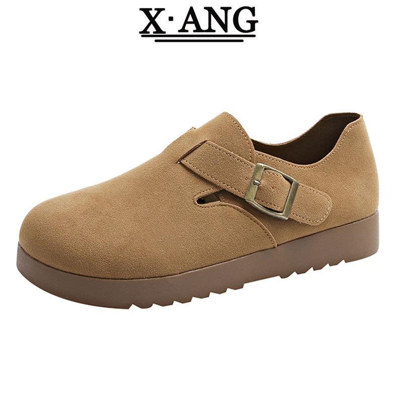 Cowhide version all-inclusive soft sole not tired feet women's shoes spring new one-pedal lazy Doudou single shoes