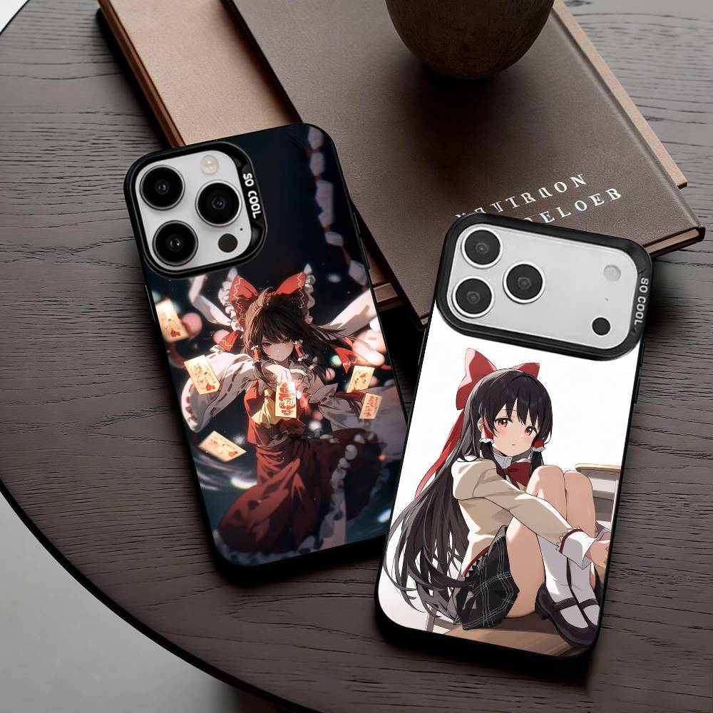 H-Hakurei Reimu T-Touhou Phone Case For iPhone17,16,15,14,13,12,11 Plus,Pro Max Black Candy Silver Plated Cover