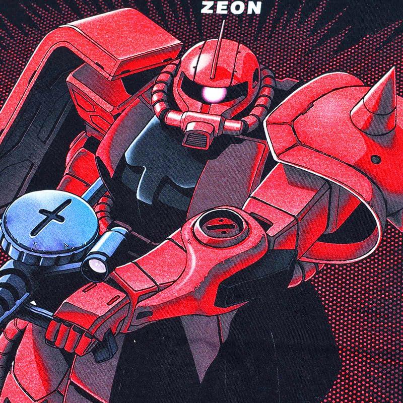 EVERSOUL Mobile Suit Gundam Short Sleeve T-Shirt, Red Comet, Char's Zaku, Mobile Suit, Zeon Forces, Men's, Black, Size L [Parallel Import]