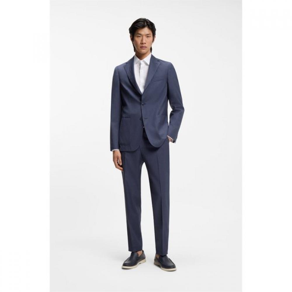 Boss Washable Virgin Wool Tapered Fit Pants Open Blue 50561986466 