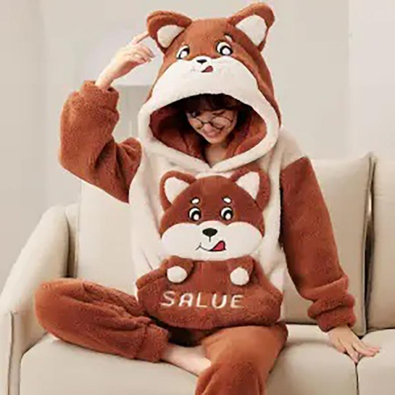 

Пижамный комплект из плотной зимней фланели, домашняя одежда для женщин, теплая пижама, брюки для пар, домашние брюки S