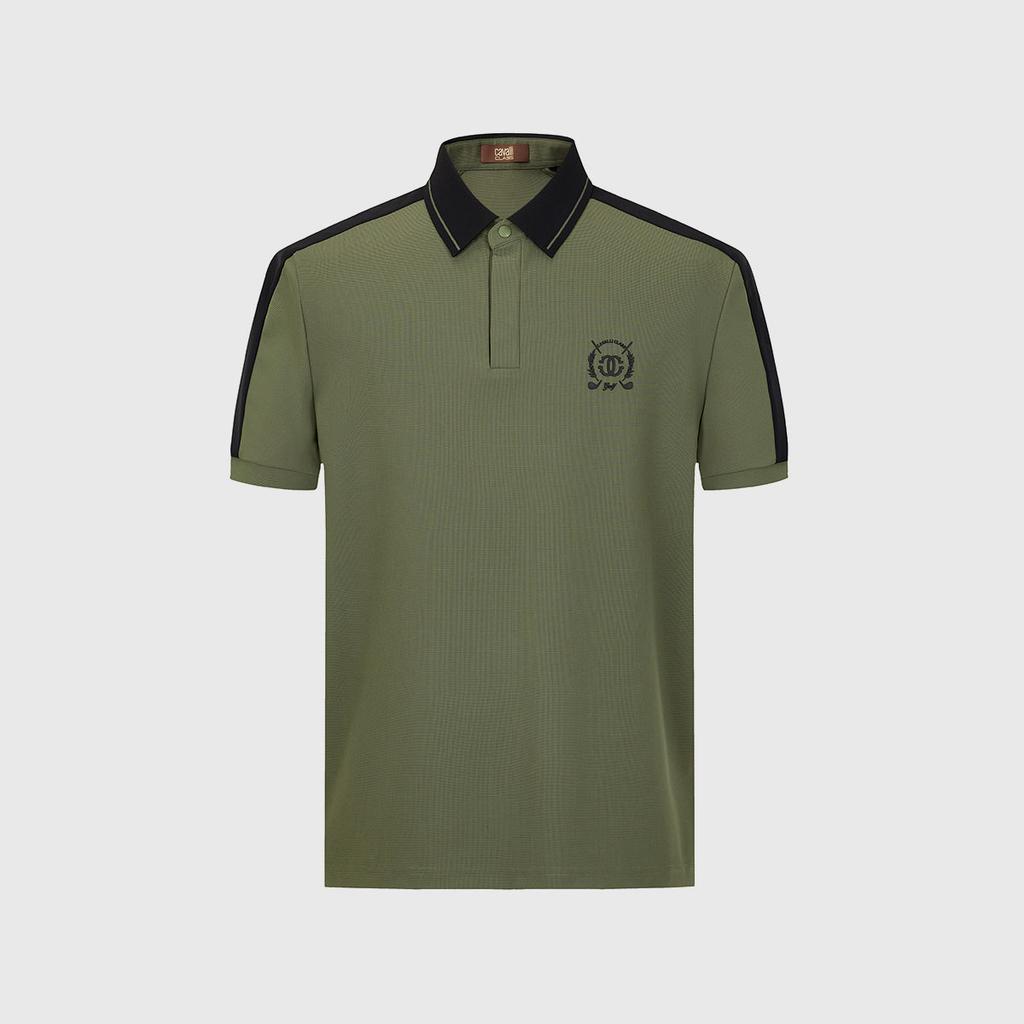 Men's Letter Logo Trendy Contrasting Color Short-Sleeved Polo Shirt