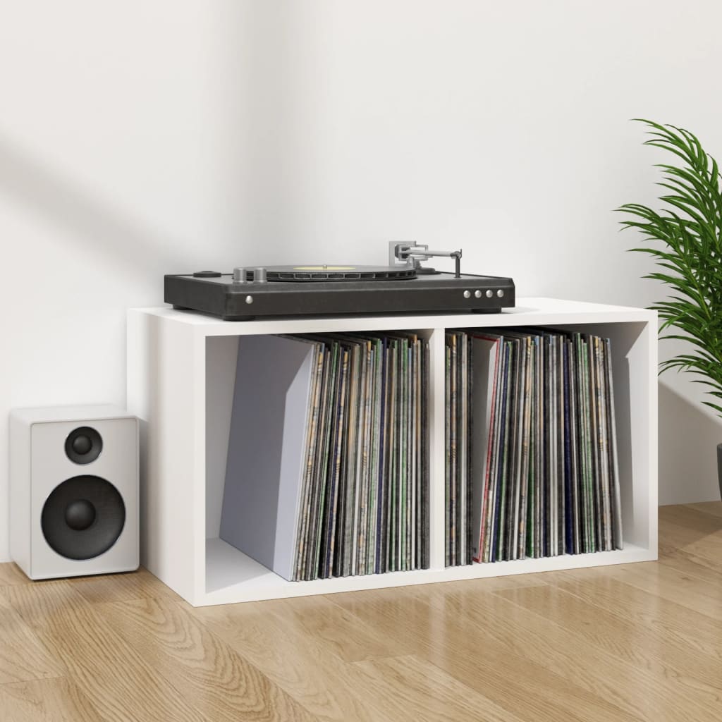 Vinyl Record Storage Box White 71 x 34 x 36 cm Engineered Wood