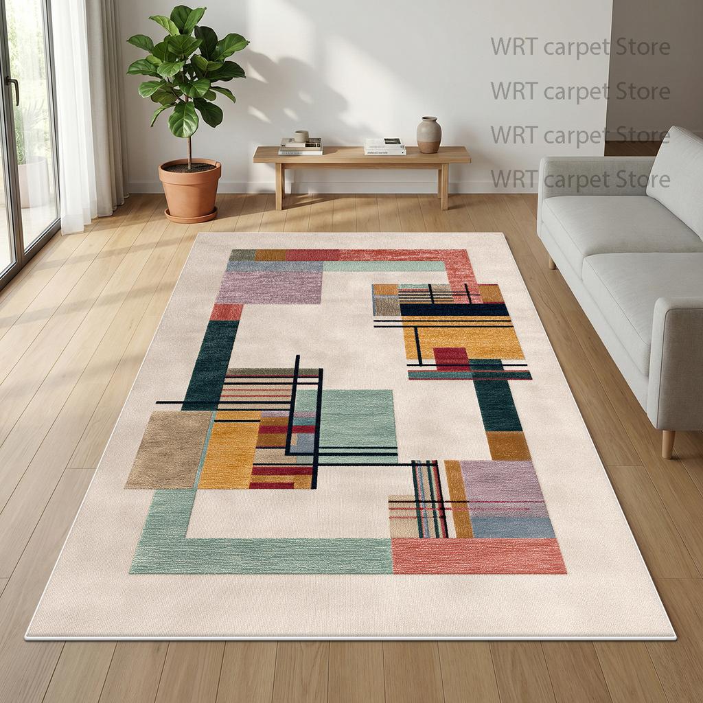 Nordic Minimalism Living Room Carpet Geometric Color Block Decoration Rug 140x200 Non-slip Washable Floor Mat izable Soft