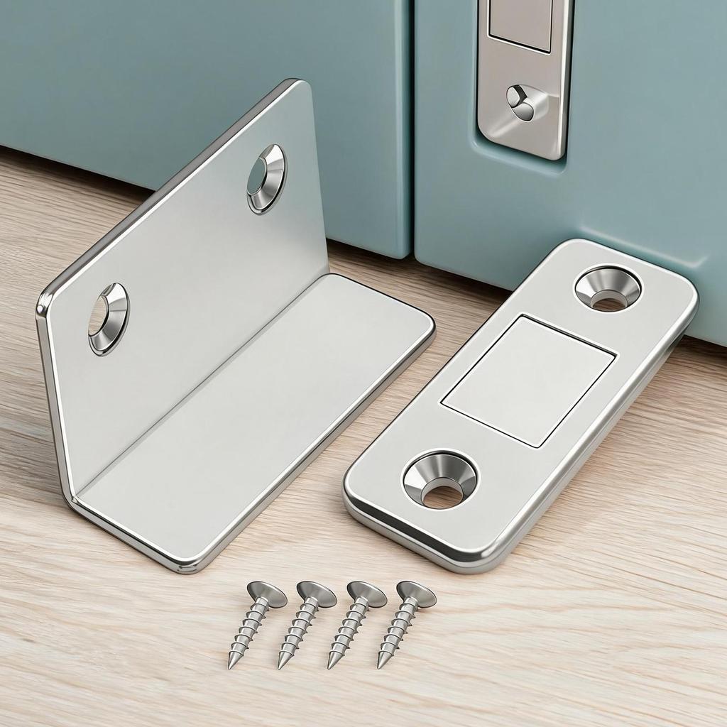 Door Magnetic Catch Ultra Thin Invisible 2 Pieces Self Adhesive Door Magnets Catch for Cabinet Doors Office Drawers Storage