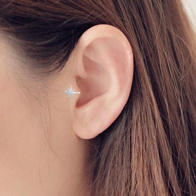 Nette Koreanische Stil AAA Cezch Zirkon Little Star Nicht Piercing Clip Ohrring Ohr Manschette Tragus Ohrring Femme Bijoux Brincos