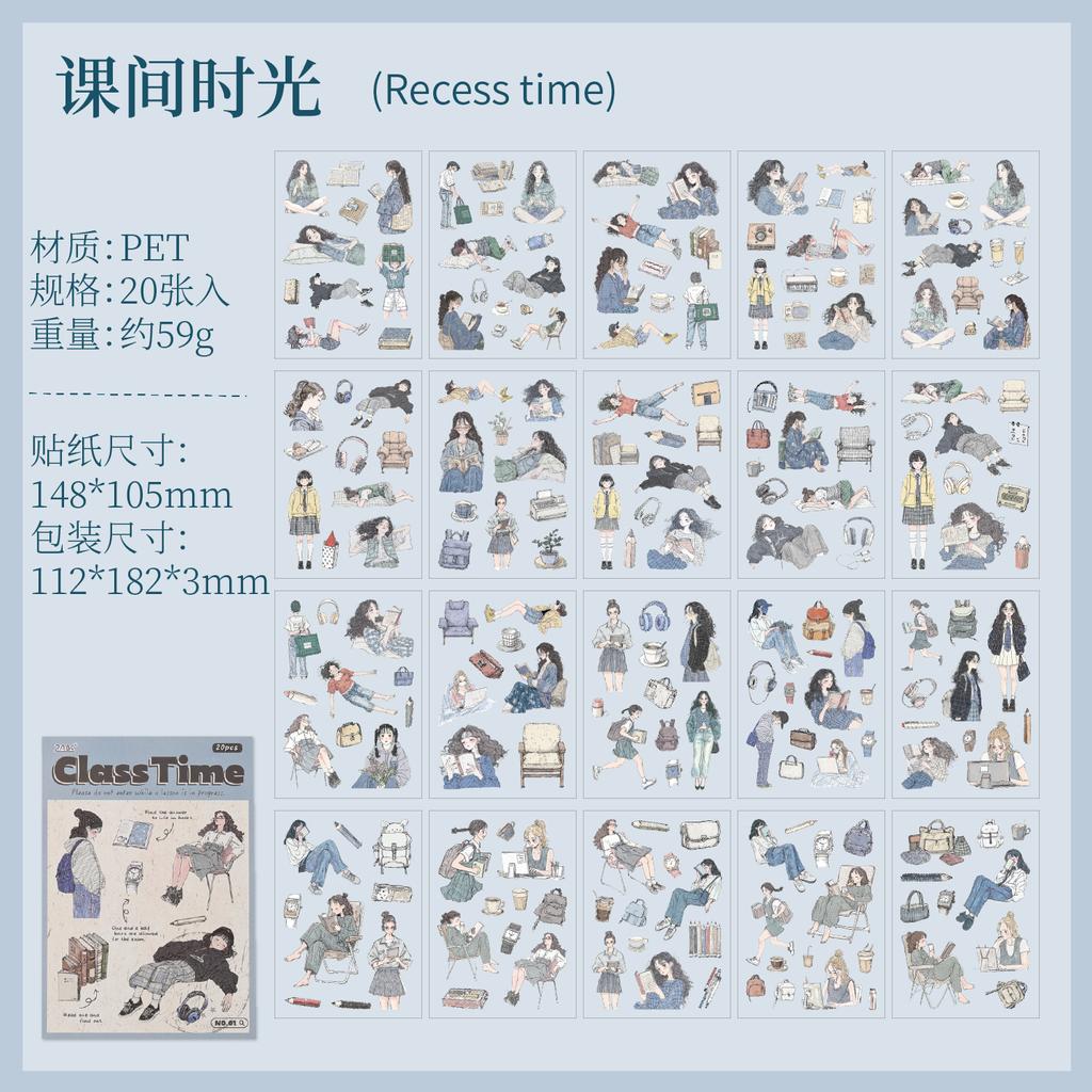 20-Sheet Minimalist Forest-Style Girl Creative Sticker Book, Simple Woodland Character Designs for Hand Account & DIY Crafts