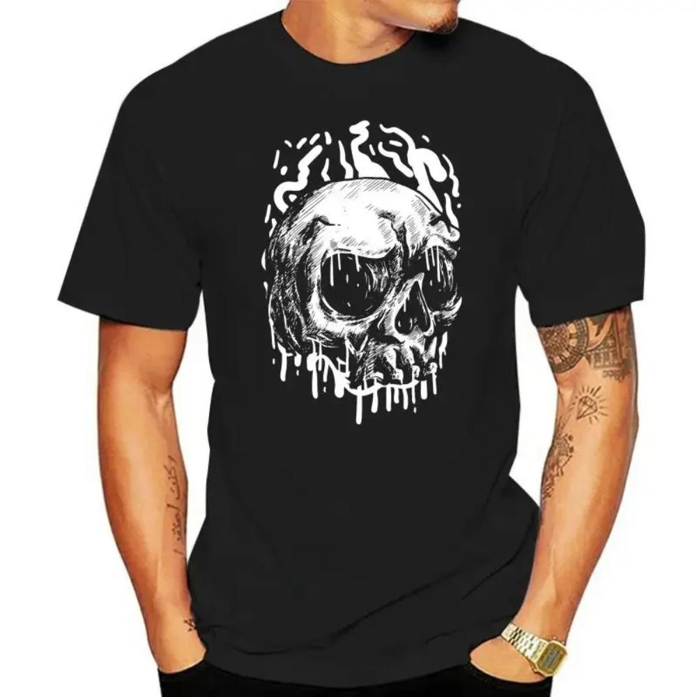 Dripping Skull T-Shirt S-5Xl Screenprinted Rock Mens Punk Goth Metal Grunge Retro Tee Shirt