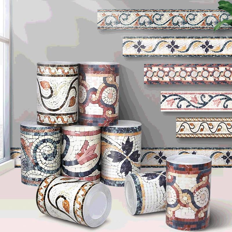 5M/roll 3D Self-Adhesive Wall Trim Line Skirting Border Room Decor Waist Line Household Waterproof Baseboard Wallpaper Sticker