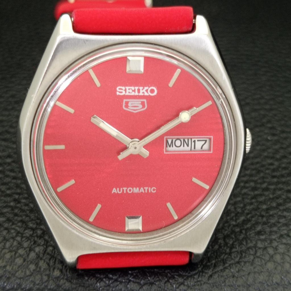 Seiko 5 AUTOMATIC 6319A VINTAGE JAPAN MENS RED COLOR DIAL WATCH A701528-5 R206b-a701528