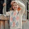 DAVE & BELLA Girls' Plaid Crew Neck Knit Sweater