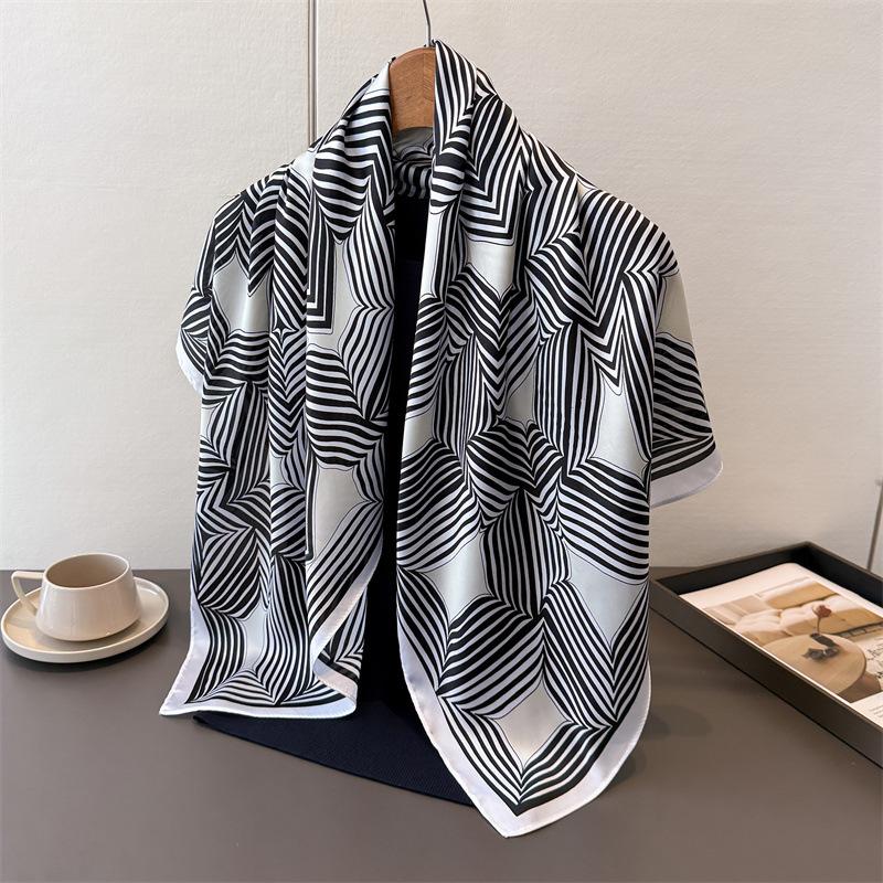 

Spring And Autumn Professional Satin Simulation Silk Printing Large Square Scarf Silk Scarf Shawl Head Scarf Neck Protection Scarf 90*90cm