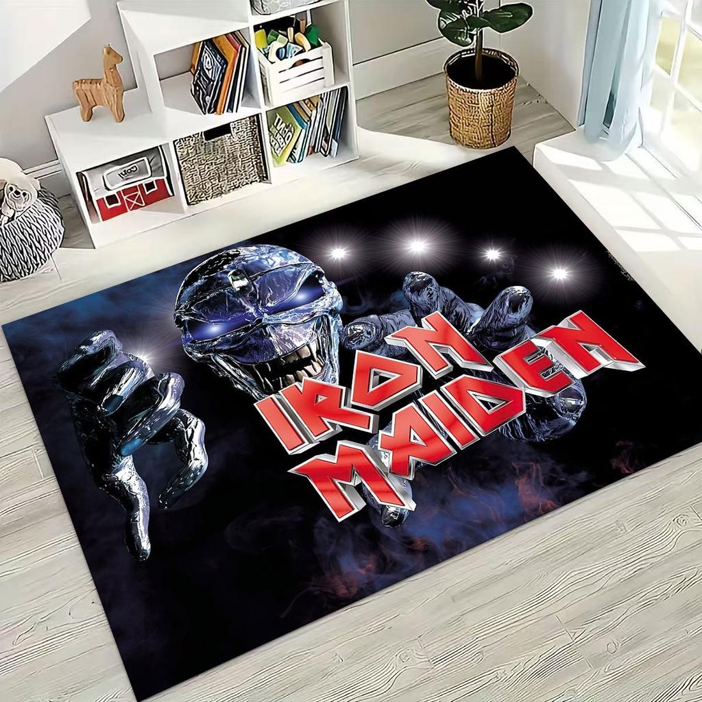 Tappeto 3D I-Iron-Maidens Art Band Musicale per Camera da Letto Soggiorno Divano Decorazione Zerbino per Casa, Grande Tappetino Antiscivolo per Bambini
