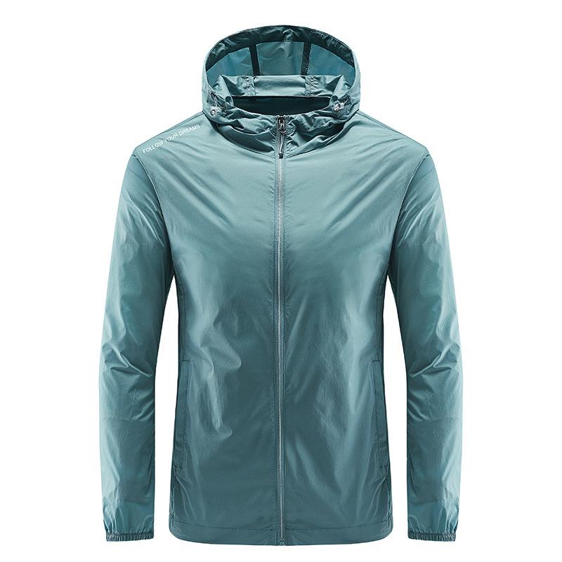Солнцезащитная одежда Мужская летняя тонкая шелковая солнцезащитная одежда Дышащая уличная тренчкот Рыболовная пара Куртка с капюшоном Куртка M