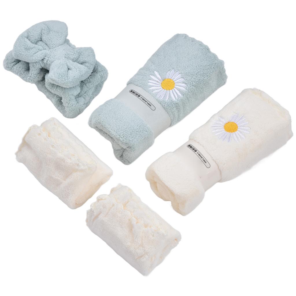 Bath Sheets Daisy Pattern Coral Velvet Blue White Soft Fluffy Highly Absorbent Durable Bath Towels
