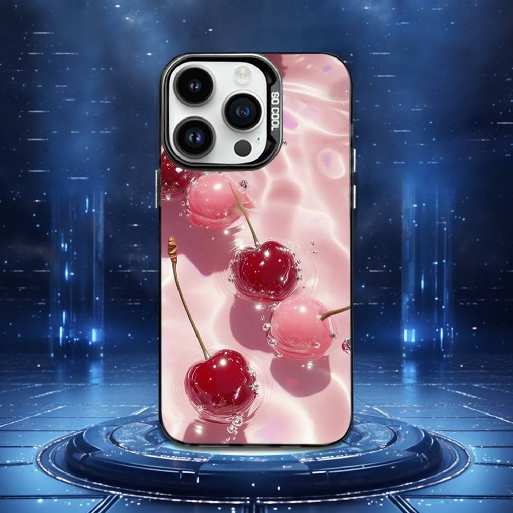 

Cute Cherries Pink Fruit Phone Case For iPhone 16,15,14,13,12,11,XS,Mini,Pro,MAX Black Matte Shockproof Cover iPhoneXSMax