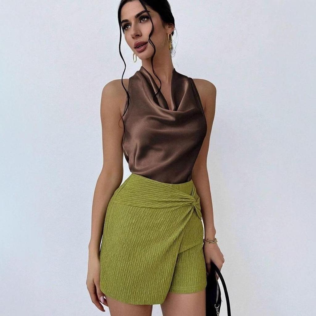 Women's Sexy Sleeveless Satin Shirt - Spring/Summer 2025 Collection