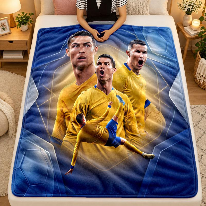 Flannel BlanketCristiano Ronaldo Warm Soft Throw Blanket for Indoor Sofa Bed Living Room Use