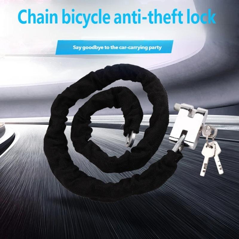 Motorcycle Chain Lock with Protective Sheath & 3 Keys, Security Padlock for Scooter, E Bike, and Bicycles Parking