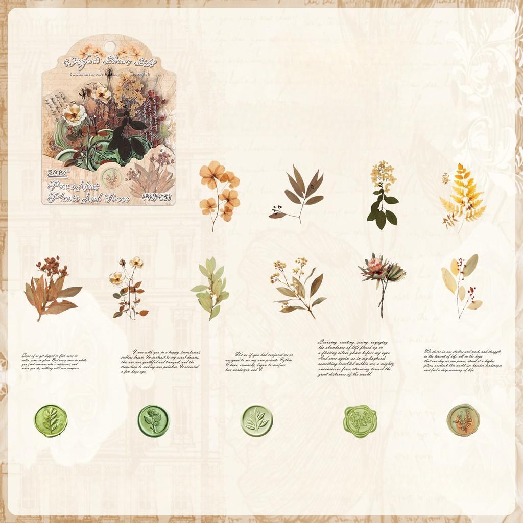 40 PCS Flower Stickers PET Floral Journaling Sticker for Scrapbook Junk Journal Supplies Journals Planner Collage Stickers