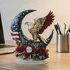 Acryl-Tischschild zum Unabhängigkeitstag, Patriotische 2D Mond-Adler-Rosen-Dekoration, Tischmittelstück-Ornament für die Feierparty, Vierter Juli