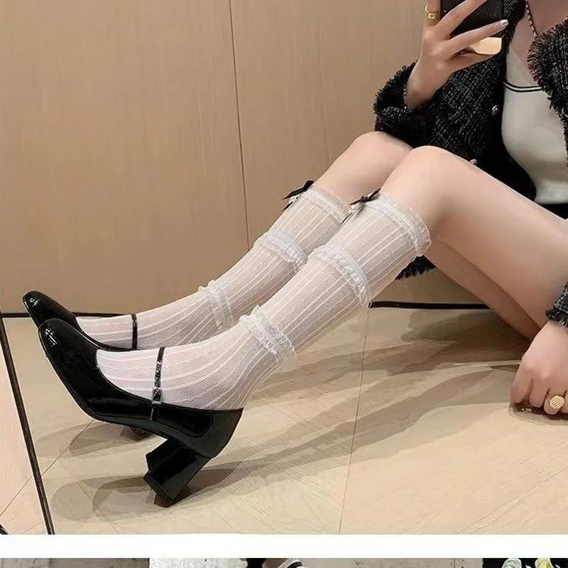 Fashion French Soft Leather Thick Heeled Mary Jane Shoes for Women Spring/autumn Pumps Round Toe One Belt Buckle Shallow Office Shoe