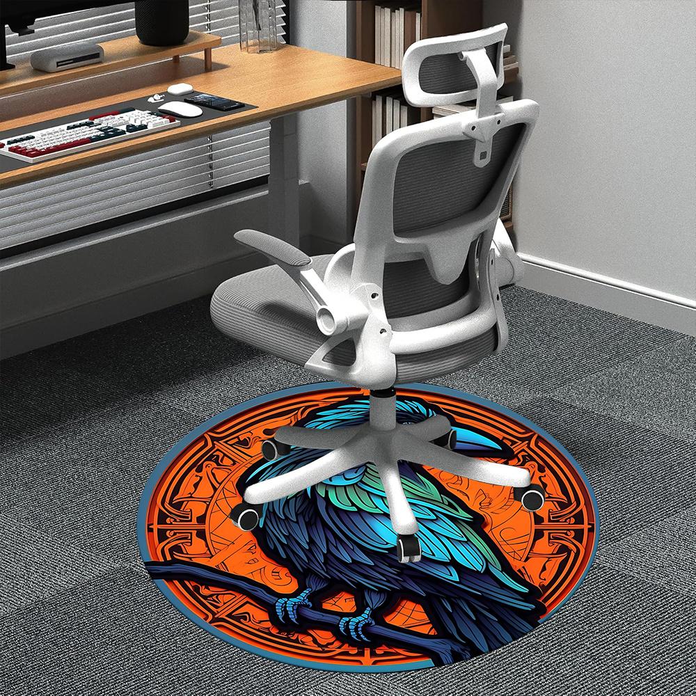 

1pc Raven Symbol Office Round Area Rug, Indoor Mat Suitable ForOffice, Under Office Chairs Bedroom Living Room Home Decor, Room Deco u71 80cm by 80cm