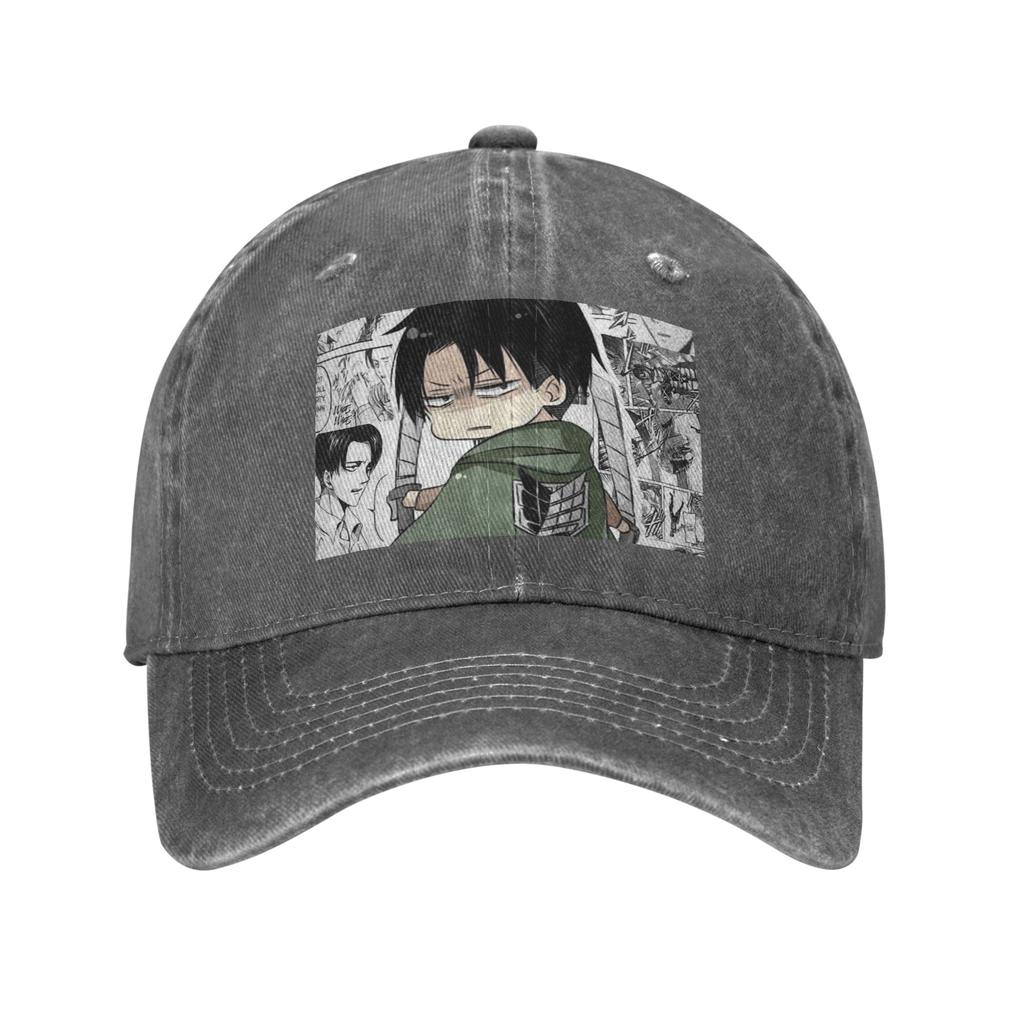 Levi AckerUnisex Attack on Titan Gewaschene Denim-Kappe Lässige Baseballkappen Verstellbarer Hut Sommer Unisex Baseballkappen