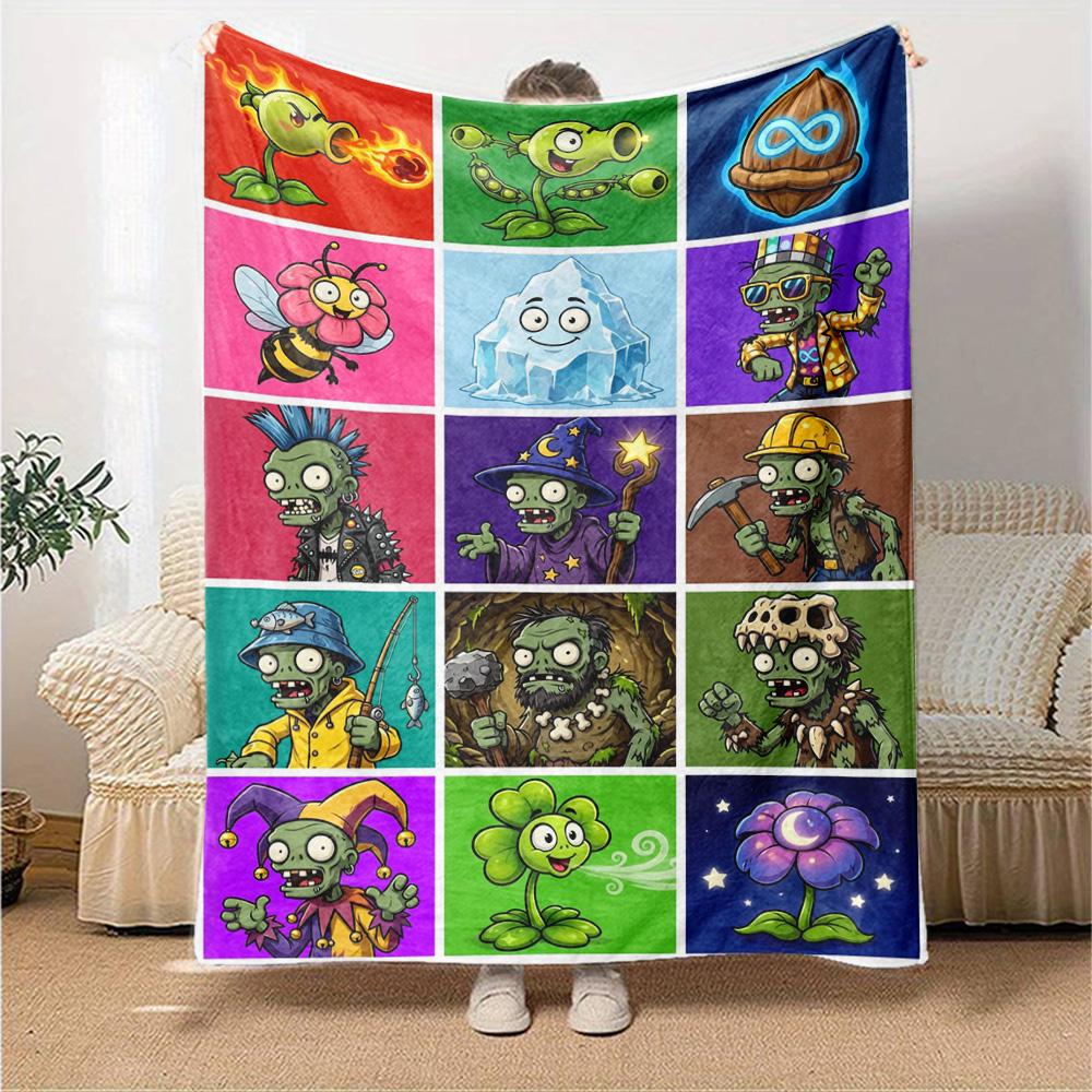 Plants Vs. Zombies Blanket Durable Comfort Great for Bedding Sofa Seaside Four Seasons Multipurpose Digital Print