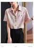 Embroidered collar short sleeved linen shirt for women, 2026 summer commuting versatile shirt, small shirt