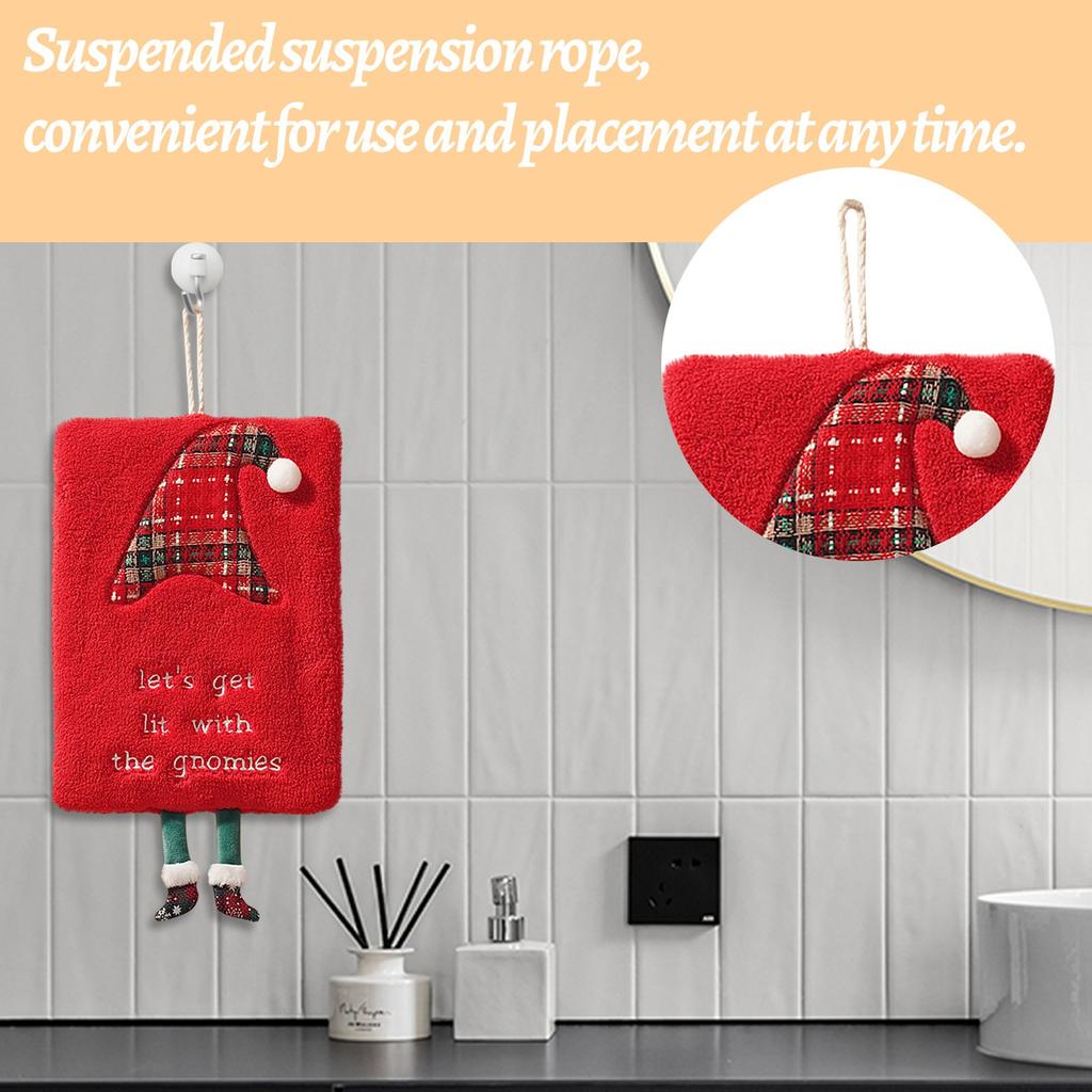 Weihnachts-Handtuch zum Aufhängen, dickes Korallenfleece-Handtuch, Küchen-Saugfähiger Schnelltrocknender Lappen, Cartoon-Handtuch