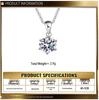 S925 Sterling Silver Moissanite Necklace with Six-Claw Pendant - Women's Unique Design