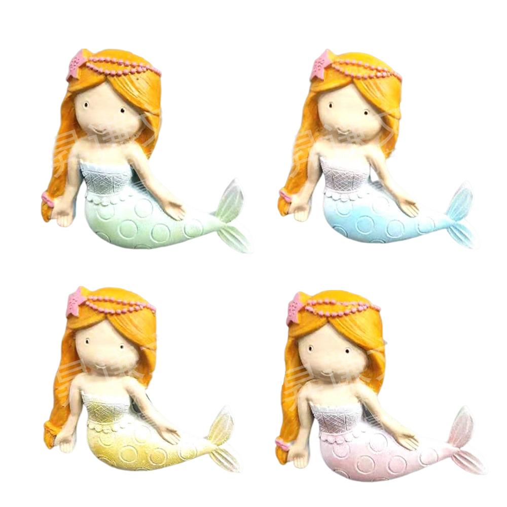 Creative Personality Design Mermaid Multicolor Optional Resin Refrigerator Sticker Home Kitchen Post-it Message Board Gift