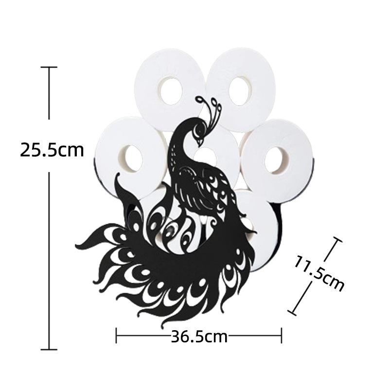 

1Pc Nordic Iron Art Creative Ornament Restaurant Metal Tissue Rack Peacock Wall Hanging Tissue Stand Decorative Crafts чёрный