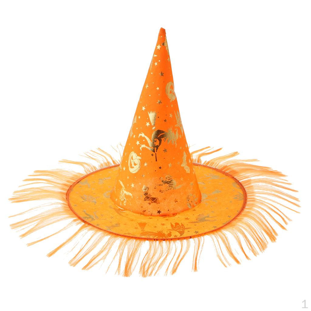 Красочная шляпа Хэллоуинской ведьмы со множеством узоров оранжевый