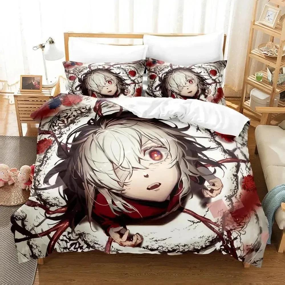 New Summer Time Rendering Bedding Set Cartoon Three-piece Set Adult Kid Bedroom Duvet Cover Sets 3D Kawaii Girls Twin Set
