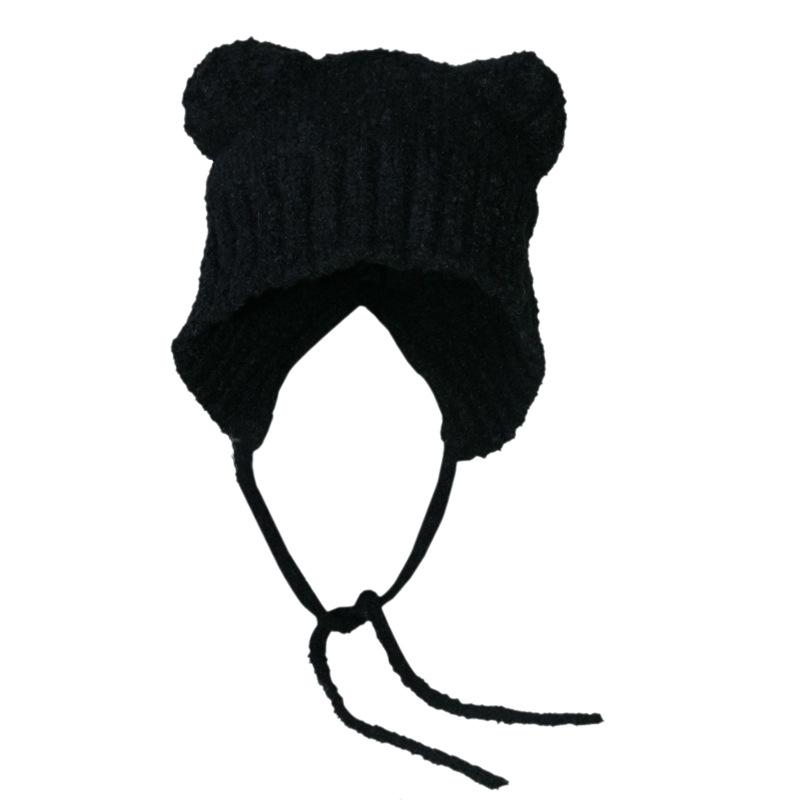 Cute Teddy Velvet Bear Ears Lei Feng Hat Children'S Autumn And Winter Warm Big Head Waist Strap Ear Protector Head Cap