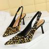 Euro-American Style Party High-Heeled Women'S Shoes With Empty Pointy Back Hollowed Out Back Strap Sequin Single Shoes