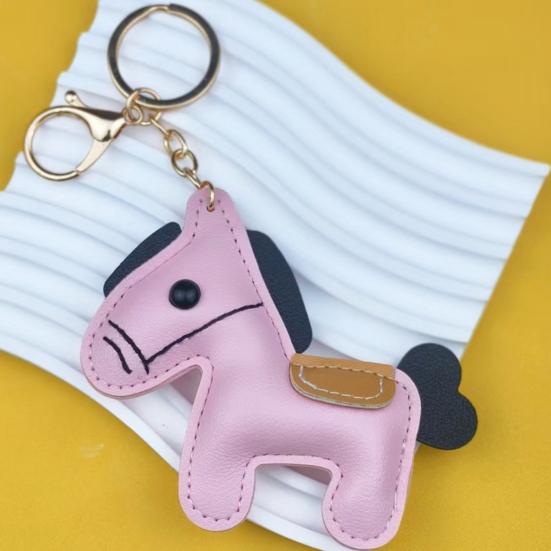 Yousheng Keychain Pendant Synthetic Leather Horse Charm Keyring with Rope Vibrant Colors Key Holder Bag Accessory
