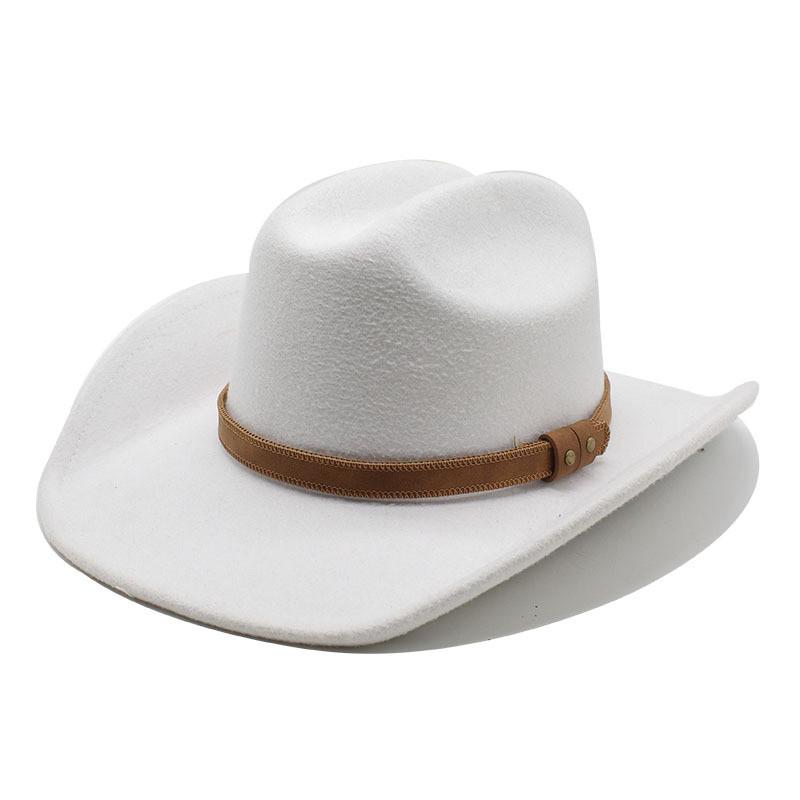 Western Cowboy Hat With Brim For Men And Women In Wool Blend For Autumn Casual Style